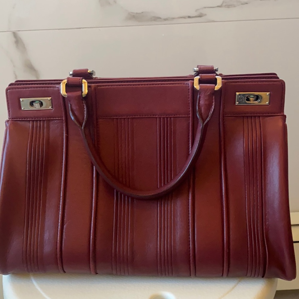 Tiffany and co pleated Napa Genevieve burgundy handbag
